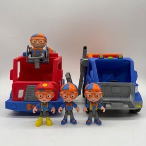 Blippi Toy Vehicles Lot Figures Fire Truck Recycling Truck Works Bundle